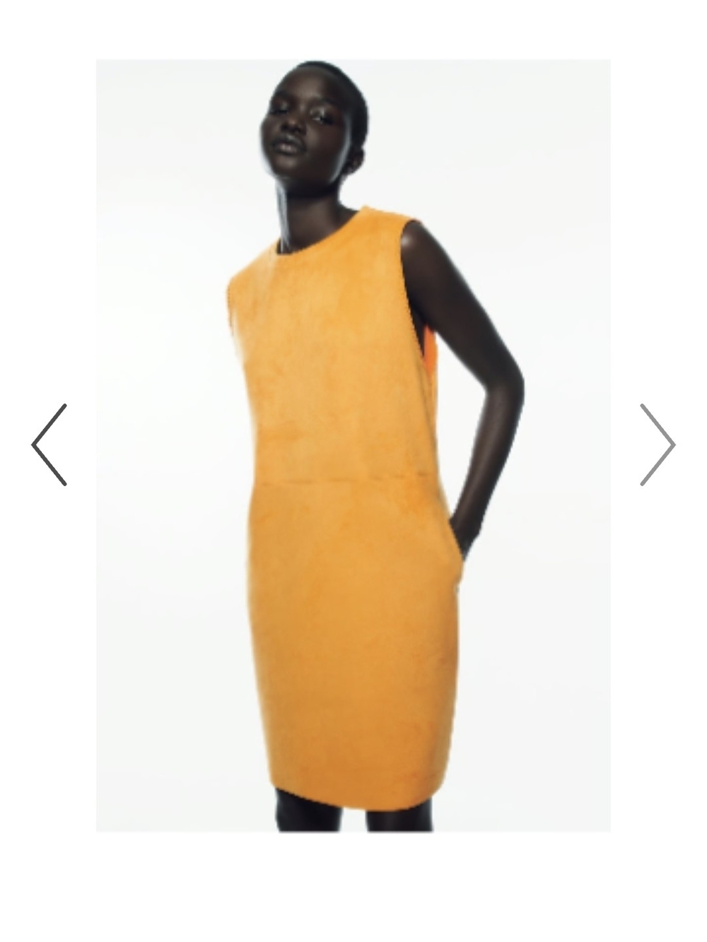 Zara Faux Suede Vibrant Orange Sleeveless Shift Dress